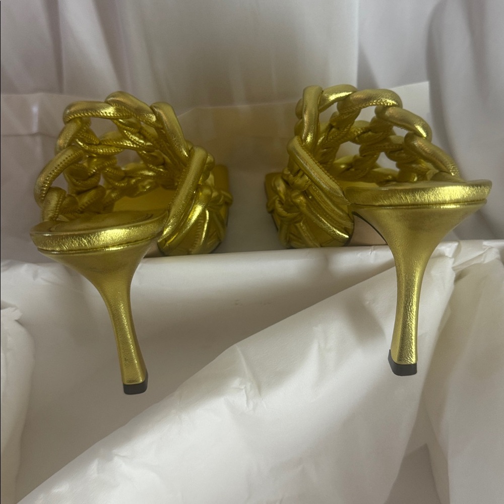 New Bottega Veneta Metallic Gold Heels - Picture 5 of 6